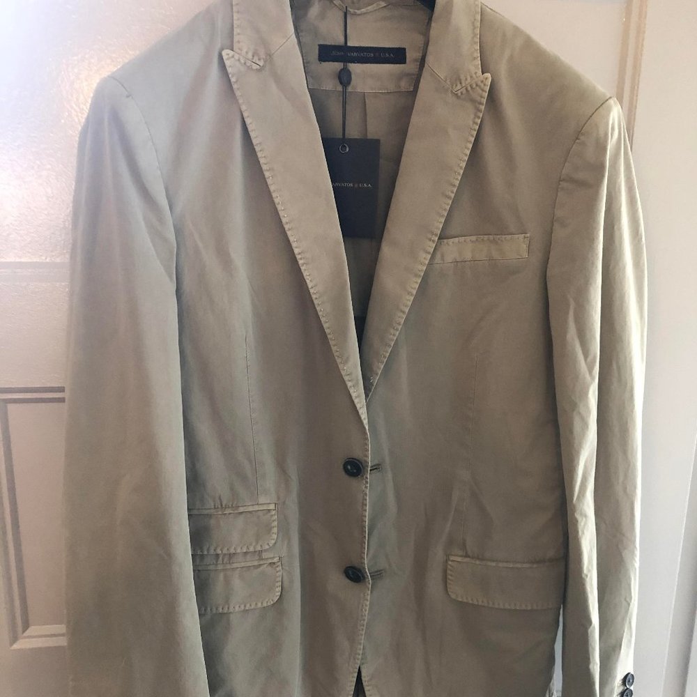 Beige Men's Cotton Blazer Jacket